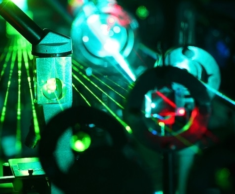 complicated laboratory laser beam alignment with many optical components and multiple wavelengths on an optical table