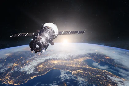communication satellite in orbit around the Earth