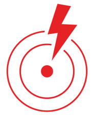 simple line graphic of a target and a lightning bolt representing pain points