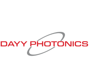 DAYY Photonics logo red letters against a gray ellipse