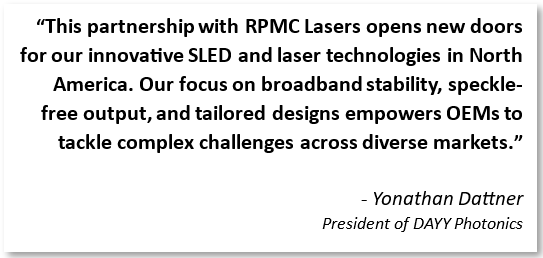quote from Yonathan Dattner regarding the exclusive partnership between DAYY Photonics and RPMC Lasers